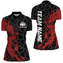 Load image into Gallery viewer, Black And Red Customized Bowling Shirts For Women, Bowling Jerseys Team Bowling Shirts IPHW6982