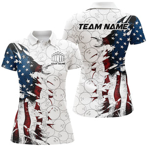 Vintage American Flag Custom Patriotic Bowling Shirts For Women, Outfits Bowling IPHW6984