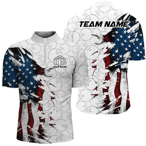 Vintage American Flag Custom Patriotic Bowling Shirts For Men And Women, Outfits Bowling IPHW6984