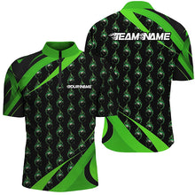 Load image into Gallery viewer, Customized Green Flame Bowling Shirts For Men And Women, Team Bowling Jerseys With Name IPHW6991