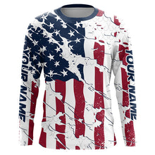 Load image into Gallery viewer, Personalized American Flag Long Sleeve Fishing Shirts Uv Protection, Patriotic Fishing Apparel IPHW6993