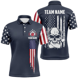 Custom Vintage Skull Bowling Shirts For Men, Retro Style Patriotic Bowling Team Shirts Outfit IPHW5141