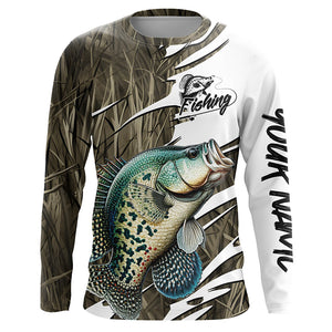 Crappie Fishing Custom Camo Long Sleeve Fishing Shirts, Crappie Fishing Tournament Apparel IPHW7195