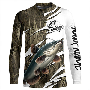 Catfish Fishing Custom Camo Long Sleeve Fishing Shirts, Catfish Fishing Tournament Apparel IPHW7197