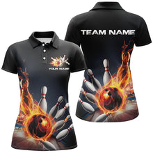 Load image into Gallery viewer, Personalized Flame Bowling Shirts For Women, Bowling League Shirts Bowling Team Uniform IPHW7515