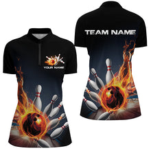 Load image into Gallery viewer, Personalized Flame Bowling Shirts For Women, Bowling League Shirts Bowling Team Uniform IPHW7515