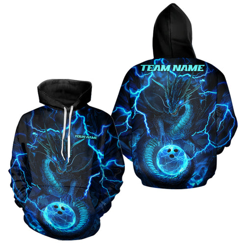 Black And Blue Thunder Lightning Custom Dragon Bowling Men And Women Hoodie Shirts, Team Jerseys IPHW7522