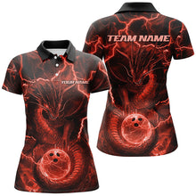 Load image into Gallery viewer, Black And Red Thunder Lightning Custom Dragon Bowling Shirts For Women, Bowling Team Jersey IPHW7523