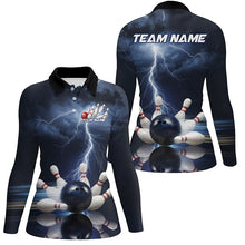 Load image into Gallery viewer, Custom Striking Thunder Lightning Ladies Bowling Shirts, Bowling Team Jersey Bowler Outfit IPHW7975