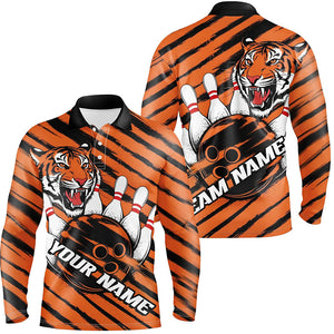 Custom Tiger Bowling Shirts For Men, Tiger Bowling Team Shirt Bowler Uniform Outfits IPHW7981