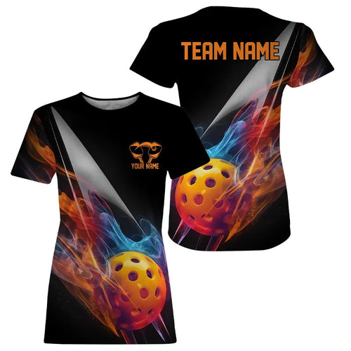Custom Flame Pickleball T-Shirts For Women, Pickleball Team Uniform Pickleball Outfits IPHW8195