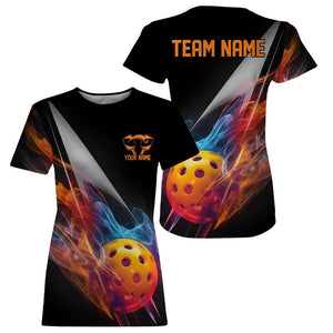 Custom Flame Pickleball T-Shirts For Women, Pickleball Team Uniform Pickleball Outfits IPHW8195