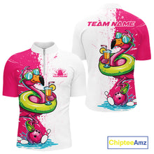 Load image into Gallery viewer, Custom Funny Flamingo Bowling Men Quarter-Zip Shirt, Flamingo Bowling Tourmanent Shirt IPHW10266