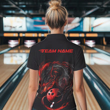 Load image into Gallery viewer, Custom Black And Red Dragon Bowling Womens Quarter-Zip Shirts, Dragon Bowling Team Shirt IPHW8418