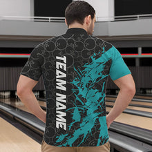 Load image into Gallery viewer, Black And Blue Custom Bowling Tournament Quarter-Zip Shirts For Men, Bowling Pattern Team Jerseys IPHW8420