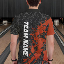 Load image into Gallery viewer, Black And Orange Custom Bowling Tournament Polo Shirts For Men, Bowling Pattern Team Jerseys IPHW8421