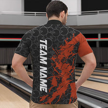 Load image into Gallery viewer, Black And Orange Custom Bowling Tournament Quarter-Zip Shirts For Men, Bowling Pattern Team Jerseys IPHW8421