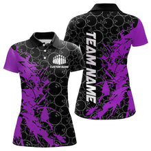 Load image into Gallery viewer, Black And Purple Custom Bowling Tournament Polo Shirts For Women, Bowling Team Jerseys IPHW8423