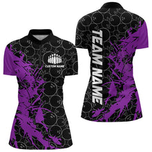 Load image into Gallery viewer, Black And Purple Custom Bowling Tournament Womens Quarter-Zip Shirts, Bowling Team Jerseys IPHW8423