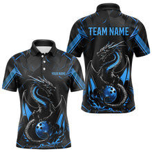 Load image into Gallery viewer, Custom Black And Blue Dragon Bowling Polo Shirts For Men, Dragon Bowling Team Uniform IPHW8639