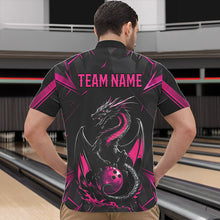 Load image into Gallery viewer, Custom Black And Pink Dragon Bowling Quarter-Zip Shirts For Men, Dragon Bowling Team Uniform IPHW8640