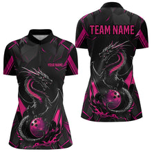 Load image into Gallery viewer, Custom Black And Pink Dragon Bowling Womens Quarter-Zip Shirts, Dragon Bowling Uniform IPHW8640