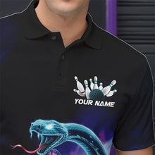 Load image into Gallery viewer, Custom Blue And Purple Galaxy Snake Bowling Polo Shirts For Men, Bowling League Team Uniform IPHW8646