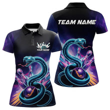 Load image into Gallery viewer, Custom Blue And Purple Galaxy Snake Bowling Polo Shirts For Women, League Team Uniform IPHW8646