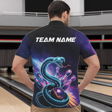 Load image into Gallery viewer, Custom Blue And Purple Galaxy Snake Bowling Quarter-Zip Shirts For Men, Bowling League Team Uniform IPHW8646