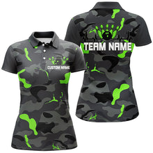 Load image into Gallery viewer, Green Camo Bowling Pulse Heartbeat Custom Team Shirts For Women, Camouflage Bowler Outfit IPHW6487