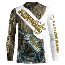 Load image into Gallery viewer, Pike Fishing Fish Hook Custom Long Sleeve Shirts, Pike Jerseys Fishing Gifts | Grass Camo IPHW6662