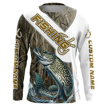 Load image into Gallery viewer, Pike Fishing Fish Hook Custom Long Sleeve Shirts, Pike Jerseys Fishing Gifts | Grass Camo IPHW6662