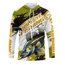 Load image into Gallery viewer, Custom Walleye Fishing Tournament Jerseys, Walleye Long Sleeve Camo Fishing Shirts | Yellow IPHW6821