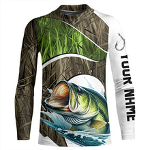 Load image into Gallery viewer, Personalized Largemouth Bass Fishing Camo Long Sleeve Fishing Shirts, Bass Fishing Jerseys IPHW7198