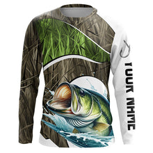 Load image into Gallery viewer, Personalized Largemouth Bass Fishing Camo Long Sleeve Fishing Shirts, Bass Fishing Jerseys IPHW7198