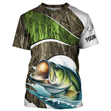 Load image into Gallery viewer, Personalized Largemouth Bass Fishing Camo Long Sleeve Fishing Shirts, Bass Fishing Jerseys IPHW7198