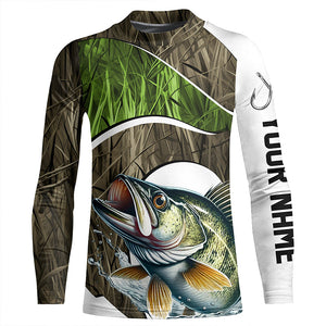 Personalized Walleye Fishing Camo Long Sleeve Fishing Shirts, Walleye Fishing Jerseys IPHW7199