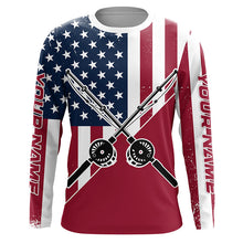 Load image into Gallery viewer, Personalized American Flag Fishing Rods Long Sleeve Fishing Shirts, Patriotic Fishing Shirts IPHW7202