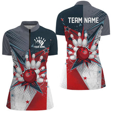 Load image into Gallery viewer, Custom Patriotic Bowling Shirts For Women, Red White And Blue Bowling Team League Shirt IPHW7530