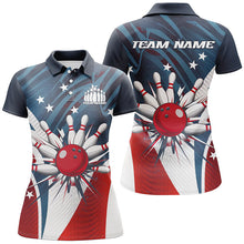 Load image into Gallery viewer, Custom Us Ladies Bowling Shirts, American Flag Patriotic Bowling Team Shirt Bowling Jerseys IPHW7539