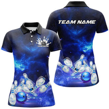 Load image into Gallery viewer, Custom Blue Galaxy Bowling Shirts For Women, Bowling Team Shirts Bowlers Outfits IPHW7546