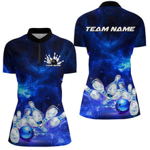 Load image into Gallery viewer, Custom Blue Galaxy Bowling Shirts For Women, Bowling Team Shirts Bowlers Outfits IPHW7546