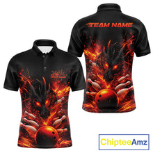 Load image into Gallery viewer, Custom Red Fire Flame Dragon Bowling Jerseys. Dragon Bowling Men Polo Shirt IPHW10281
