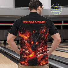 Load image into Gallery viewer, Custom Red Fire Flame Dragon Bowling Jerseys. Dragon Bowling Men Quarter-Zip Shirt IPHW10281