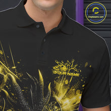 Load image into Gallery viewer, Custom Yellow Fire Flame Dragon Bowling Jerseys. Dragon Bowling Men Polo Shirt IPHW10283