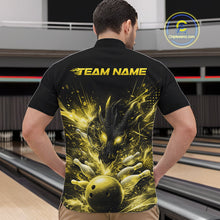 Load image into Gallery viewer, Custom Yellow Fire Flame Dragon Bowling Jerseys. Dragon Bowling Men Quarter-Zip Shirt IPHW10283