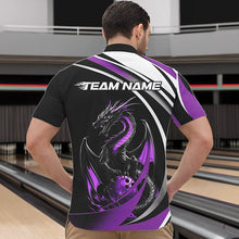Load image into Gallery viewer, Custom Black And Purple Dragon Bowling Jerseys, Dragon Bowling Team Quarter-Zip Shirts For Men IPHW8650