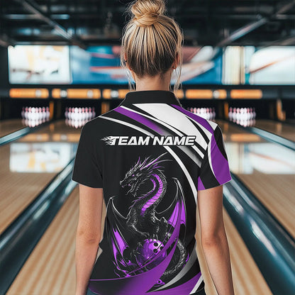 Custom Black And Purple Dragon Bowling Jerseys, Dragon Bowling Team Womens Quarter-Zip Shirts IPHW8650