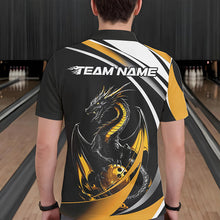 Load image into Gallery viewer, Custom Black And Gold Dragon Bowling Jerseys, Dragon Bowling Team Polo Shirts For Men IPHW8651