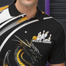 Load image into Gallery viewer, Custom Black And Gold Dragon Bowling Jerseys, Dragon Bowling Team Polo Shirts For Men IPHW8651